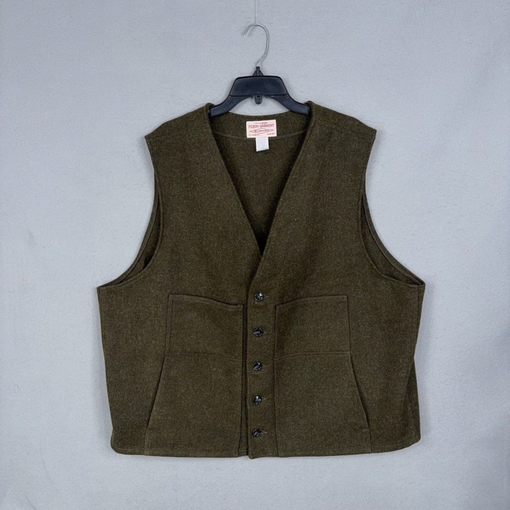 Filson Mackinaw Wool Vest Mens 54 Green Outdoor Gorpcore 10055AL USA Made Hunt